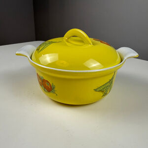 Vtg 50's Descoware Belgium Small Dutch Oven Pot Enamel Cast Iron Veggies # 15